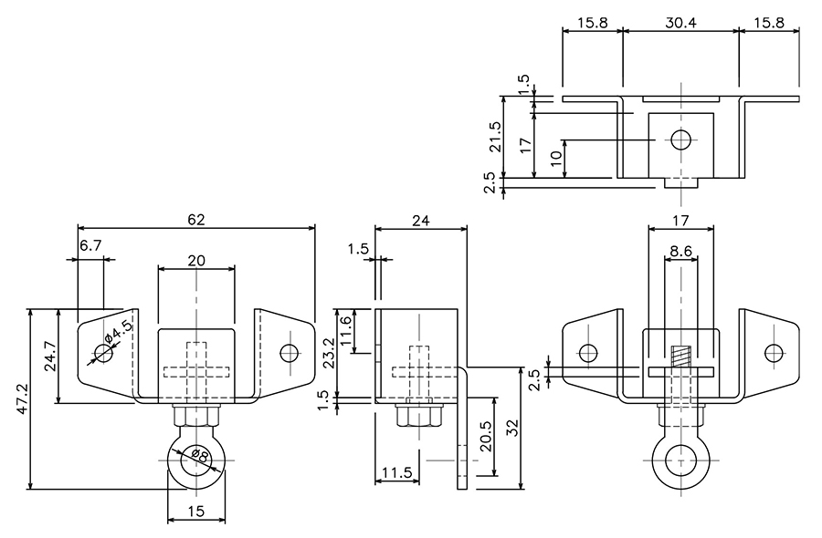 D30壁付ソケットの図面