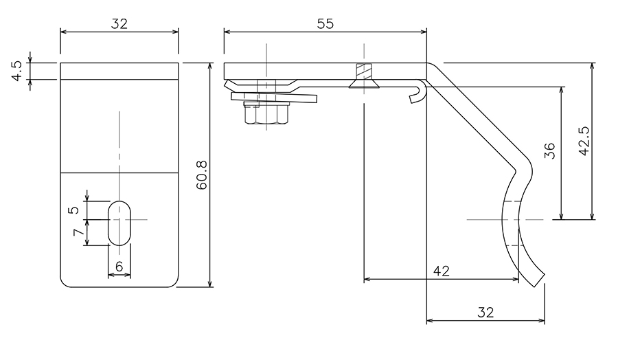 D30パイプ用ブラケット38φ用の図面