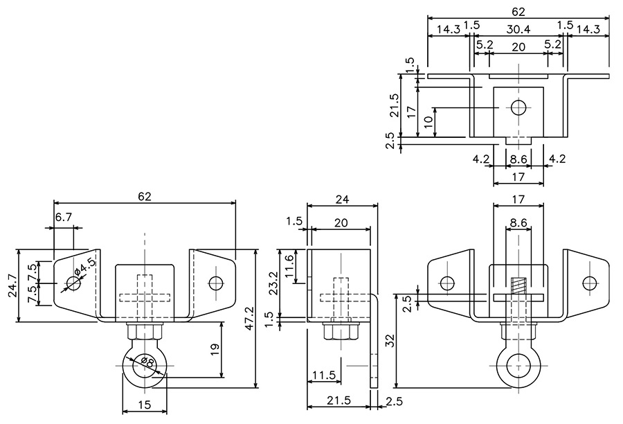 D30ステン壁付ソケットの図面