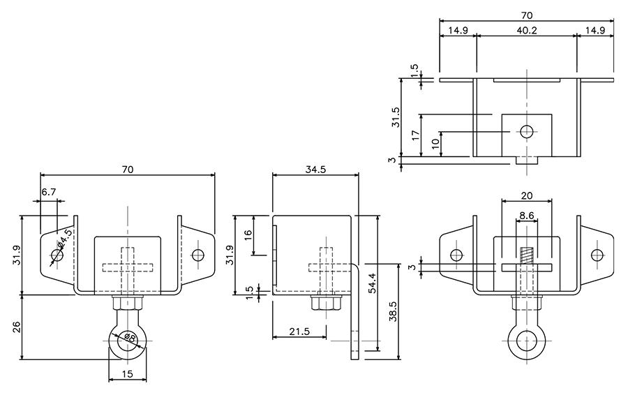 D40壁付ソケットの図面