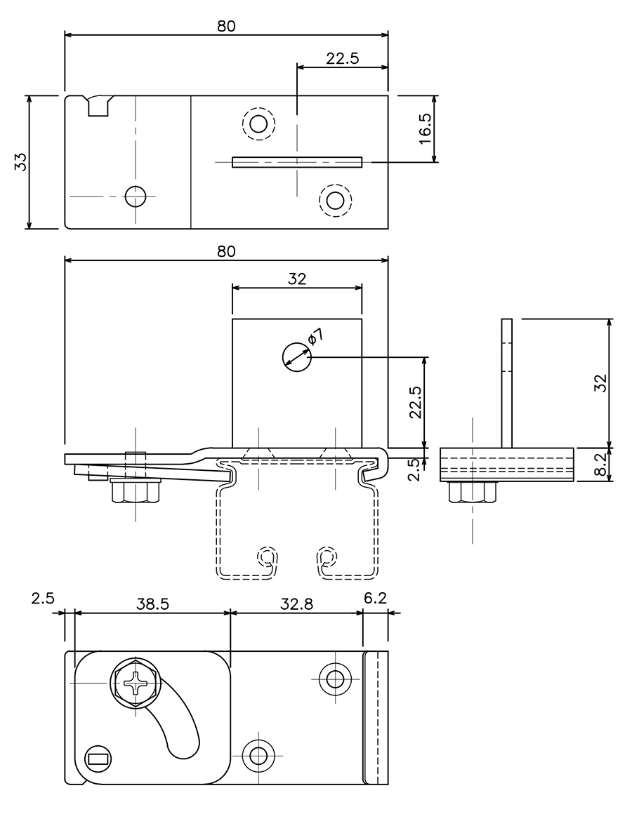 D40ステン吊ブラケットBタイプの図面