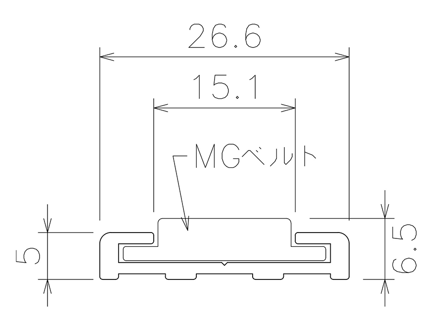 間仕切MGベルト片開用枠(小)の図面