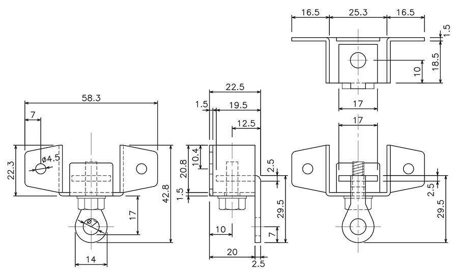 D25壁付ソケットの図面
