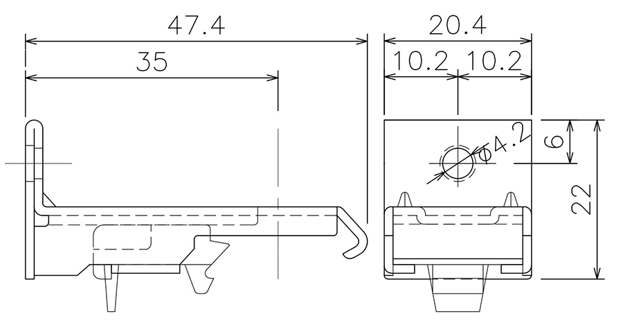 D25完全ワンタッチSブラケットの図面