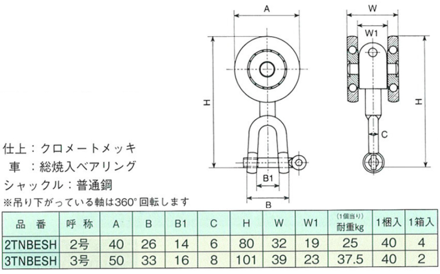 ベアリング入りシャックル付単車の図面