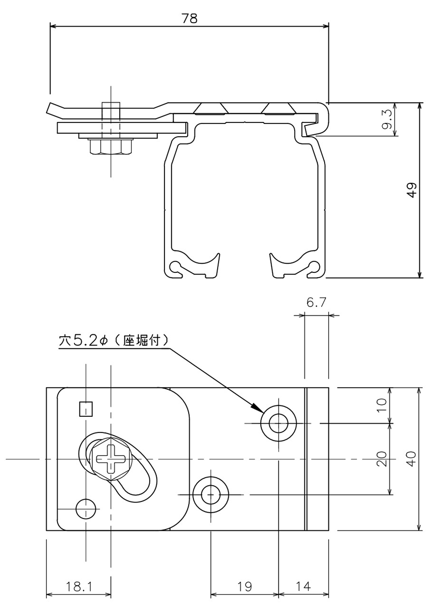 SGステン天井 Sブラケットの図面