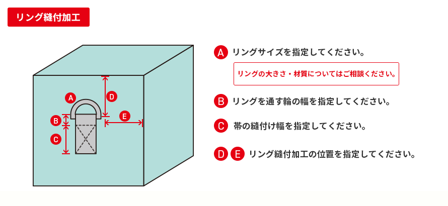 リング縫付加工