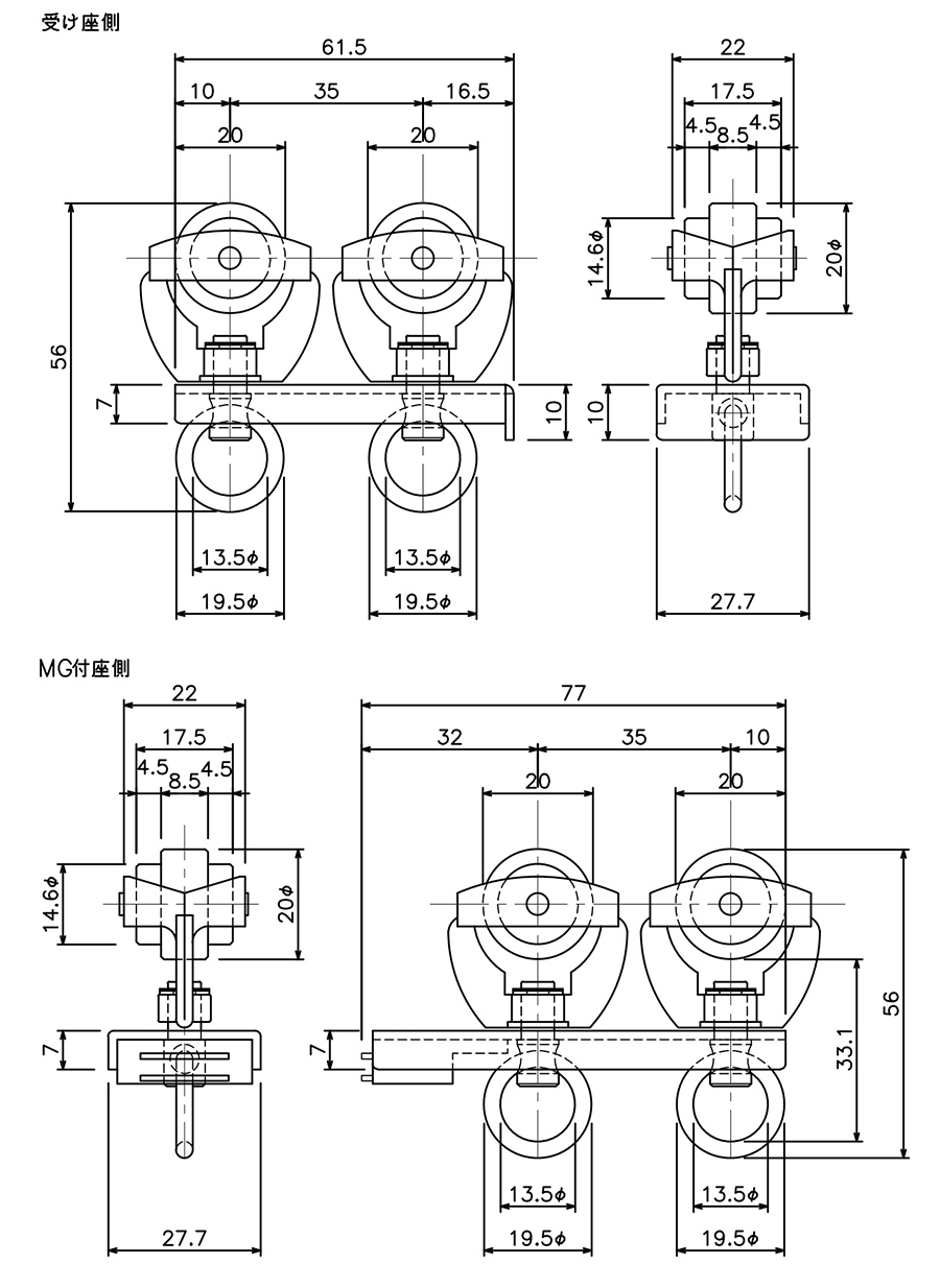 D40マグネットランナーステージタイプ(両開)の図面