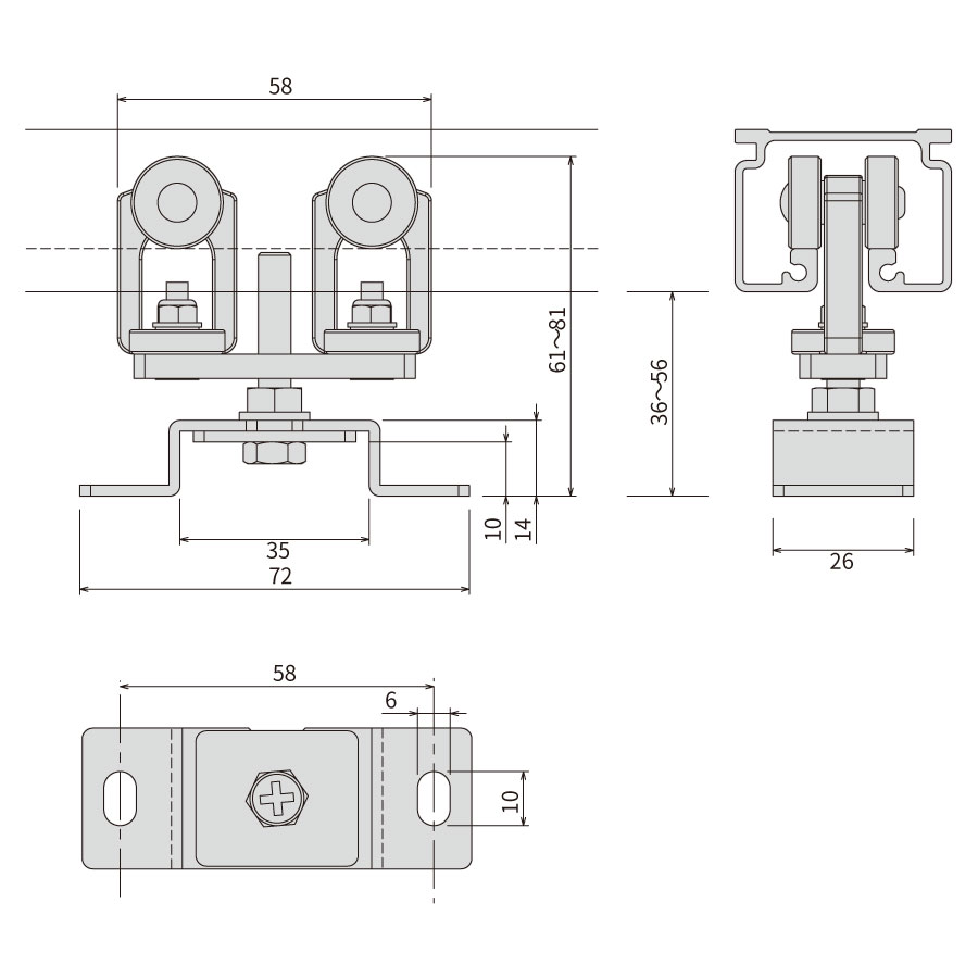 D40扉吊用ランナーの図面