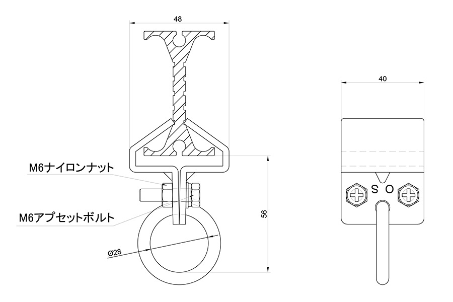 キャリー中間ストップの図面