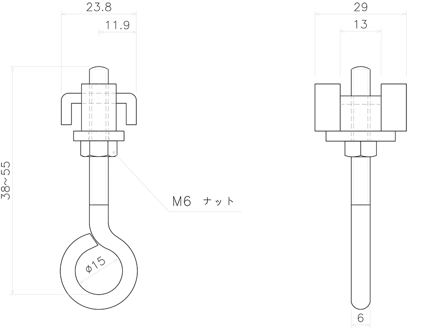 XGボルト付ストップの図面