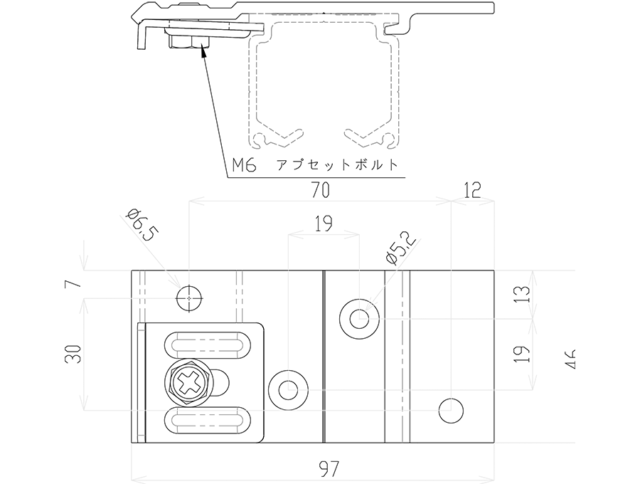 XG天井後付Sブラケットの図面