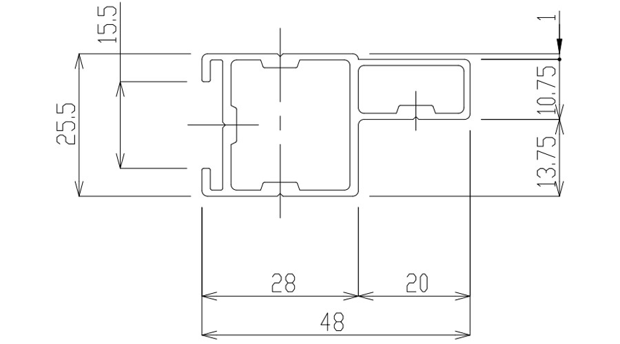 間仕切サイドポール【押えバータイプ】 マホガニーの図面