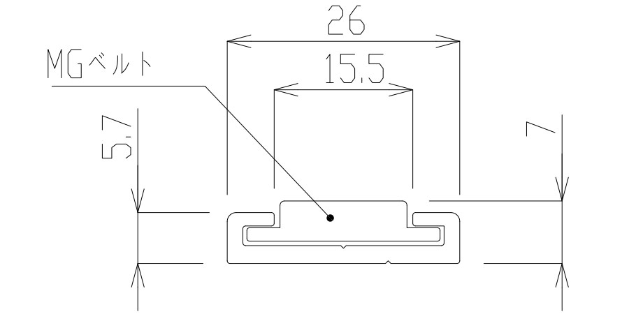 間仕切MGベルト 片開用枠 アッシュの図面