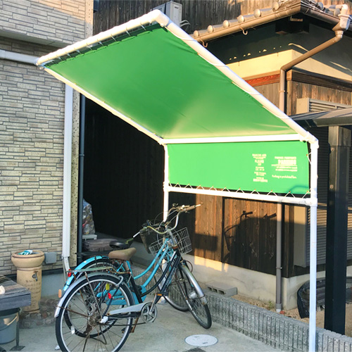 兵庫県姫路市の雨よけテント(駐車場)の施工・製作事例