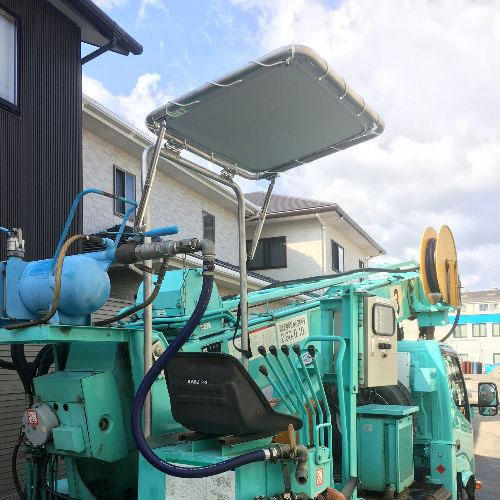 愛媛県松山市の日よけテント(工事用車両)の施工・製作事例