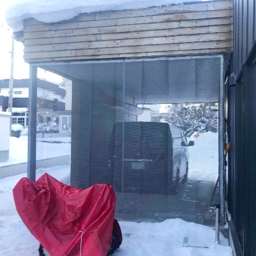 北海道札幌市の雪よけメッシュシート(カーポート)の施工・製作事例