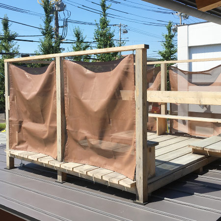 岐阜県各務原市の月見台の目隠しタープの施工・製作事例
