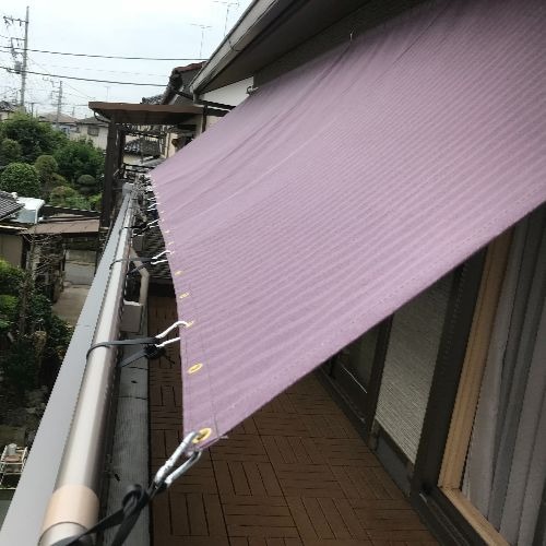 埼玉県鴻巣市の日よけシェード(ベランダ)の施工・製作事例