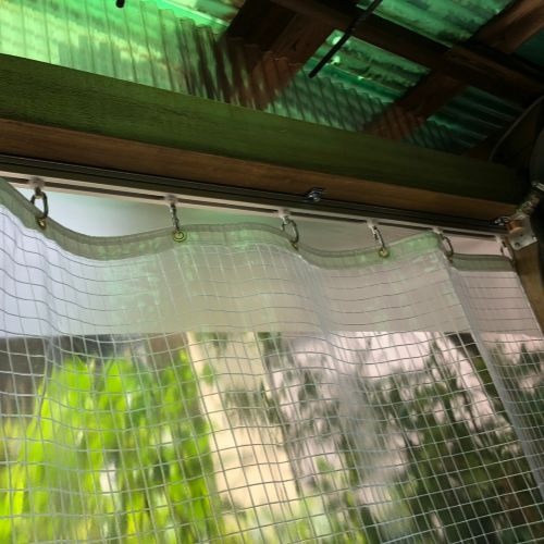 神奈川県横須賀市の糸入り透明ビニールカーテン(ガレージ)の施工・製作事例