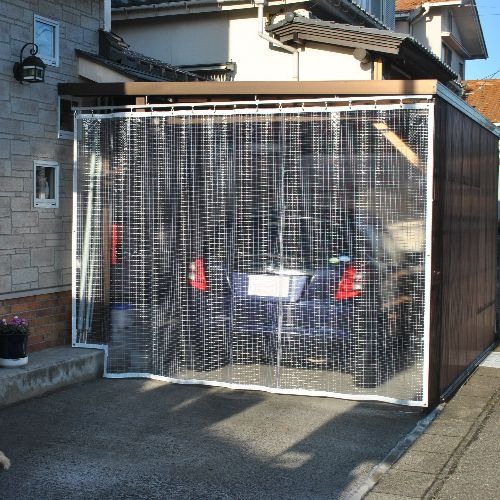 石川県七尾市の糸入り透明ビニールカーテン (カーポート)の施工・製作事例
