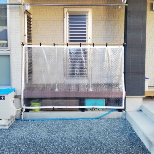 兵庫県養父市の糸入り透明ビニール(雨除け)の施工・製作事例
