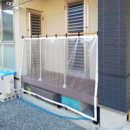 兵庫県養父市の糸入り透明ビニール(雨除け)の施工・製作事例