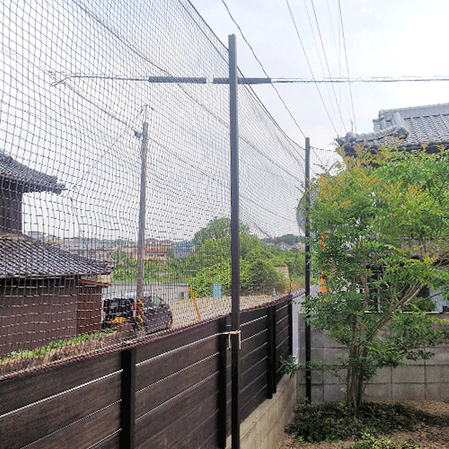 広島県福山市の防球ネット(少年野球練習用)の施工・製作事例