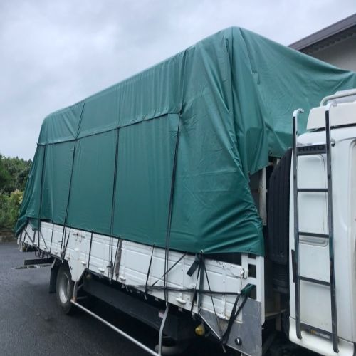 茨城県古河市の軽量エアスカイトラックシートの施工・製作事例