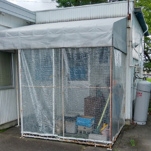 長野県長野市の物置用・雨除けビニールカーテンの施工・製作事例
