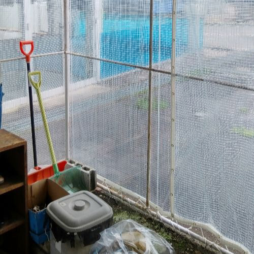 長野県長野市の物置用・雨除けビニールカーテンの施工・製作事例