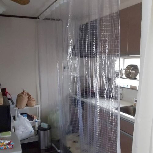栃木県足利市のキッチン用・間仕切りカーテンの施工・製作事例