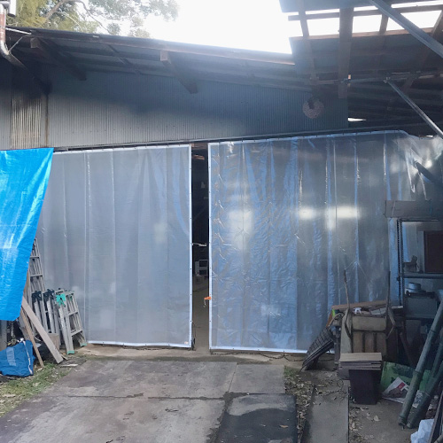 大阪府茨木市の倉庫用・糸入りビニールカーテンの施工・製作事例