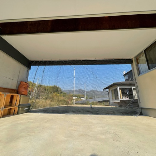 岡山県玉野市のガレージ用ネットの施工・製作事例