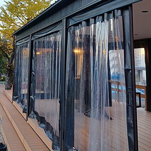 滋賀県大津市カフェデザインカーテン施工・製作事例