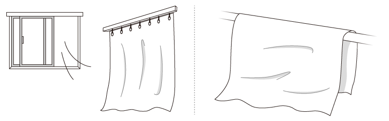 ビニールカーテンの塩ビ臭の取り方イラスト