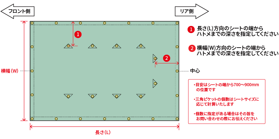 トラックシート三角ピケットの採寸図