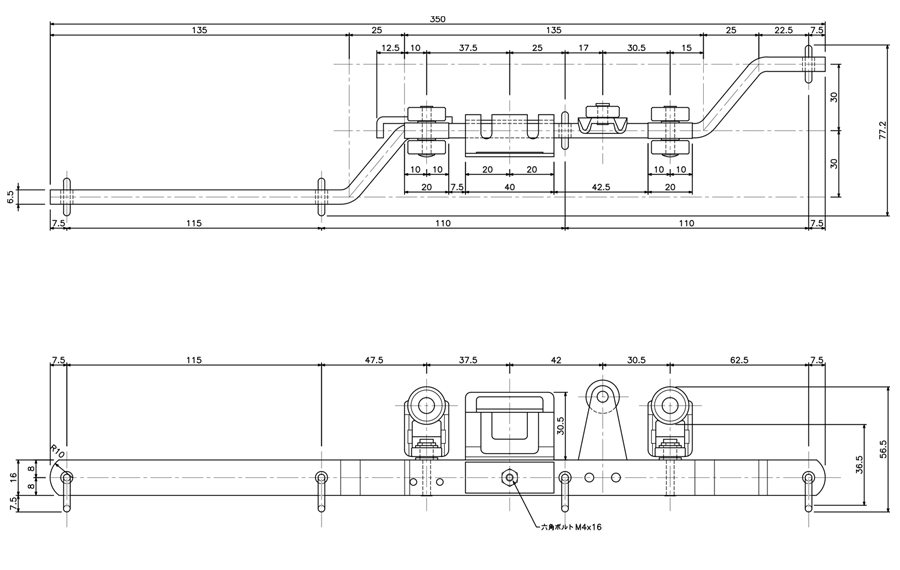 D40紐引き用交叉ランナーの図面