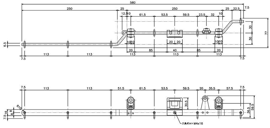 D40紐引き用交叉ランナーロングの図面