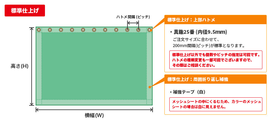 機能性メッシュ標準仕上げ
