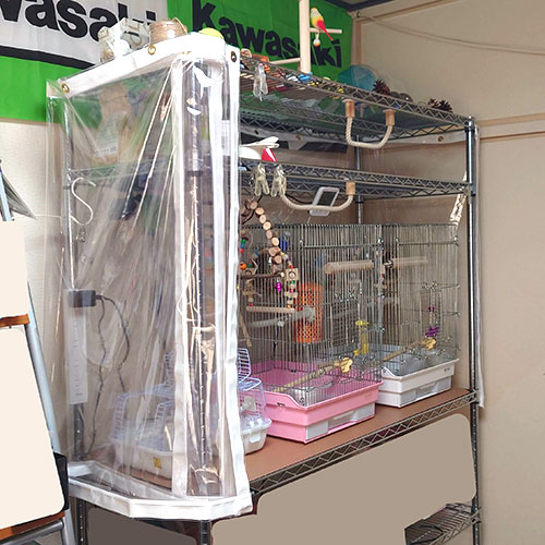 大阪府吹田市のマグネット付き透明ビニールカーテンの施工・製作事例
