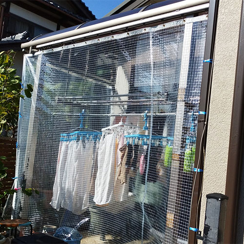 滋賀県湖南市のウェイトチェーン付きビニールカーテンの施工・製作事例